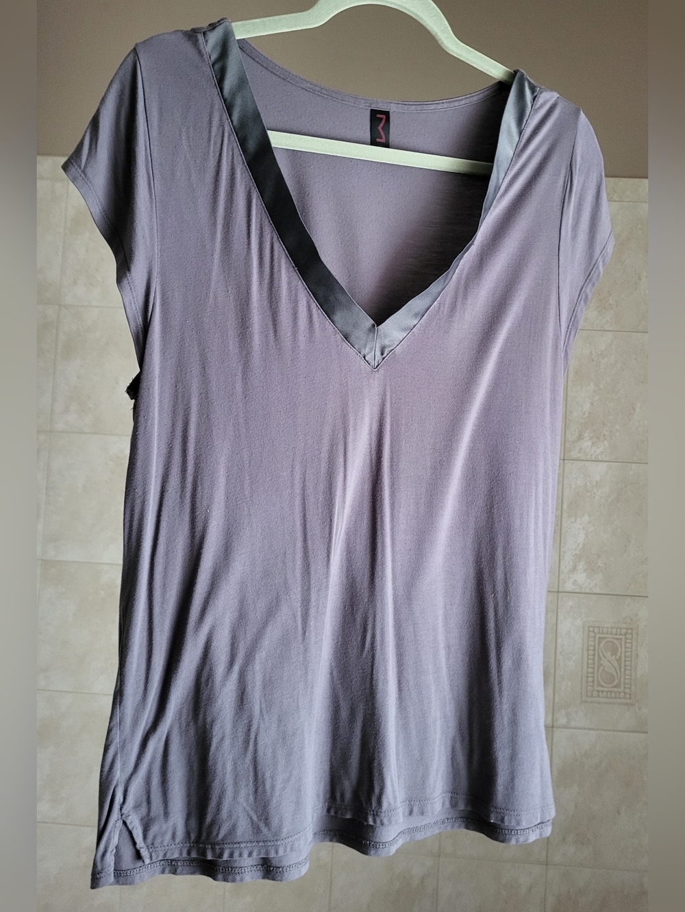 Women's V-Neck Satin-Trim Tee